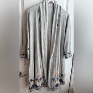 Caite Embroidered Grey Cardigan Bohemian Festival Hippie Spring Boho Large